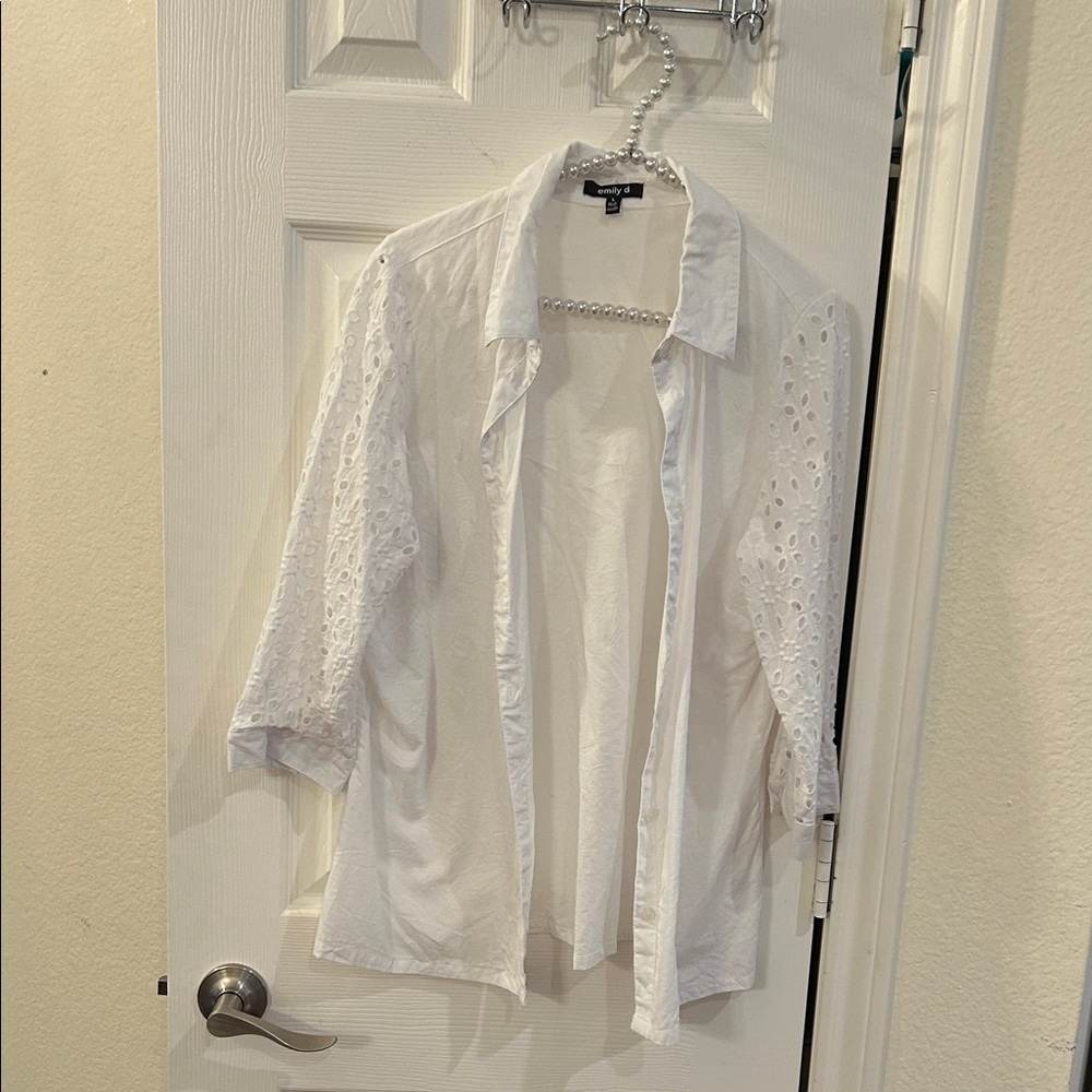 Emily Designs Ivory Eyelet Sleeve Top